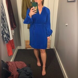 Banana Republic pleated cape blue dress